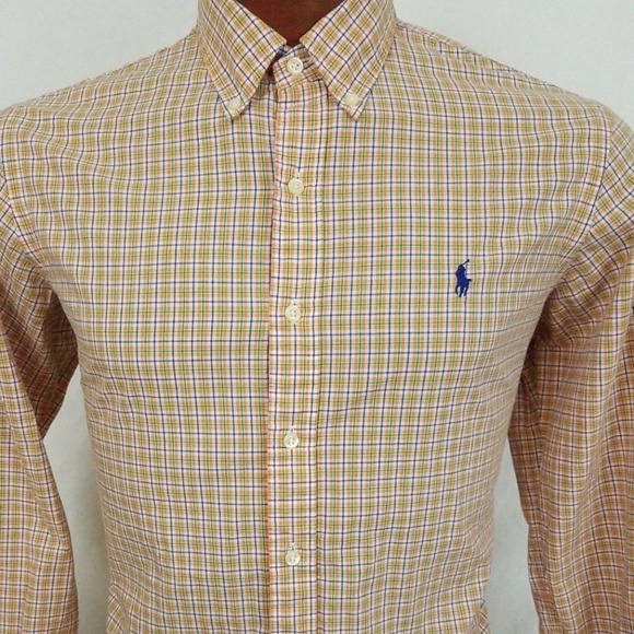 Polo Ralph Lauren Men's Orange Plaid L/S Casual L - Picture 1 of 7